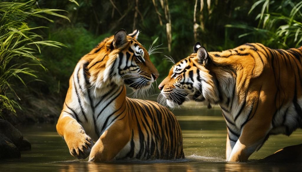 Tiger mating in the wild